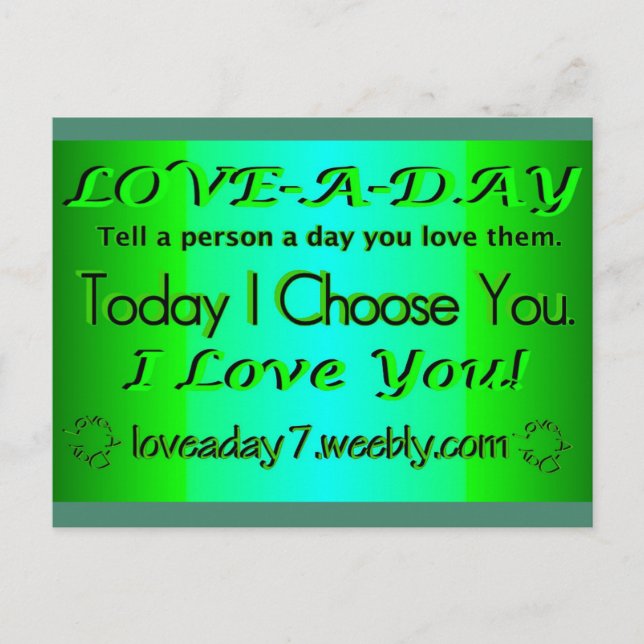 Cartão Postal Love A Day Postcard-Green (Frente)