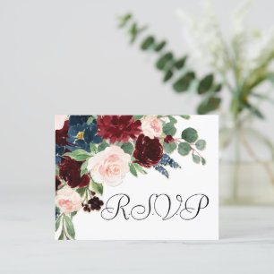 Cartão Postal Love Bloom   RSVP de entrada de Marinho russo