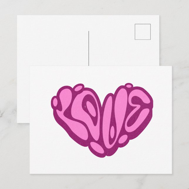 Cartão Postal Love Bubble Pink Heart  (Frente/Verso)
