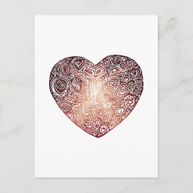 Cartão Postal Love Doodle Heart Abstrato Art (Frente)
