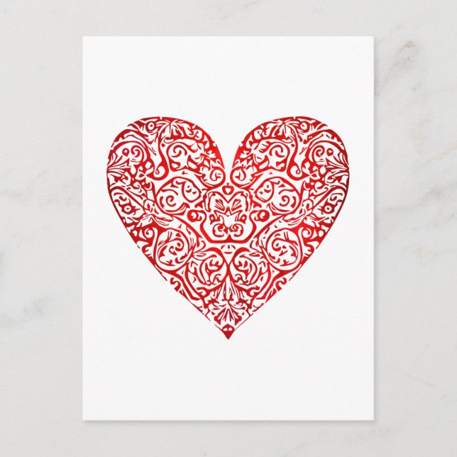 Cartão Postal Love Doodle Heart Abstrato Art, nº 02 (Frente)