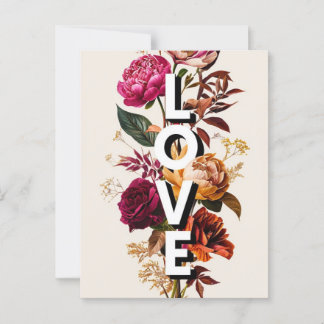 Cartão Postal Love Floral Typografia