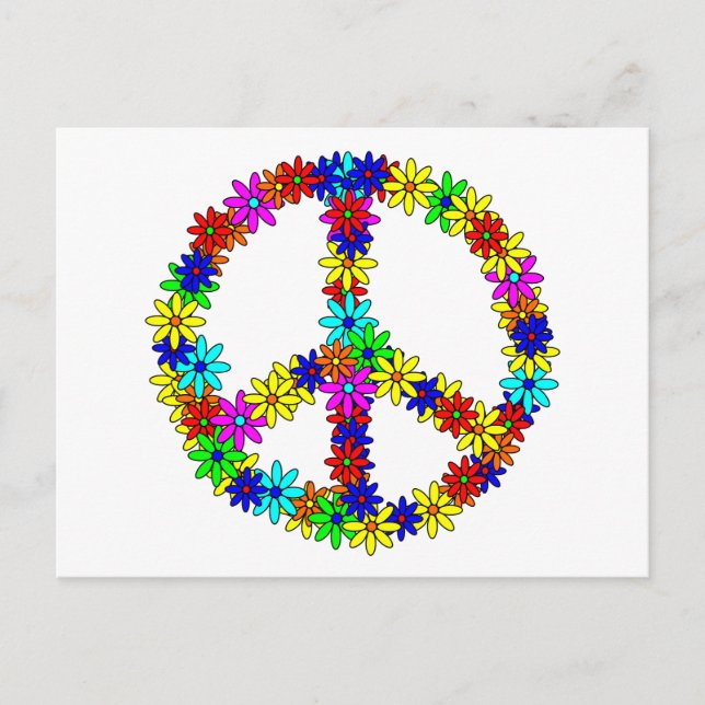 Cartão Postal Love Flower Peace Sign (Frente)