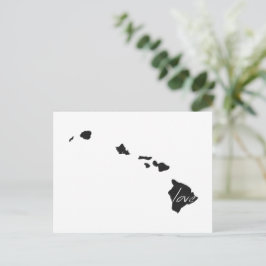 Cartão Postal Love Hawaii Map Shaping Antique Black Chalkboard