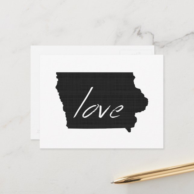 Cartão Postal Love Iowa Shaped Hawkeye Black Chalkboard Iowan (Frente/Verso In Situ)