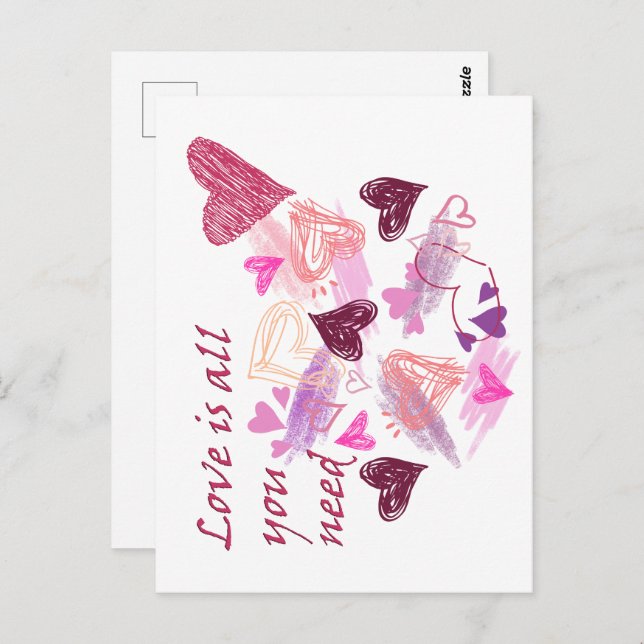 Cartão Postal Love is all you need quote (Frente/Verso)