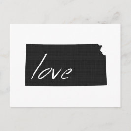 Cartão Postal Love Kansas Map Shaple Antique Black Chalkboard