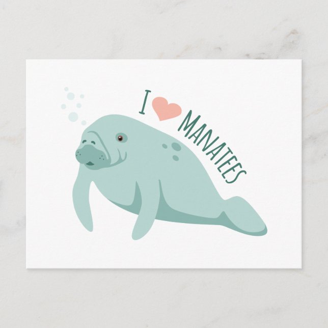 Cartão Postal Love Manatees (Frente)