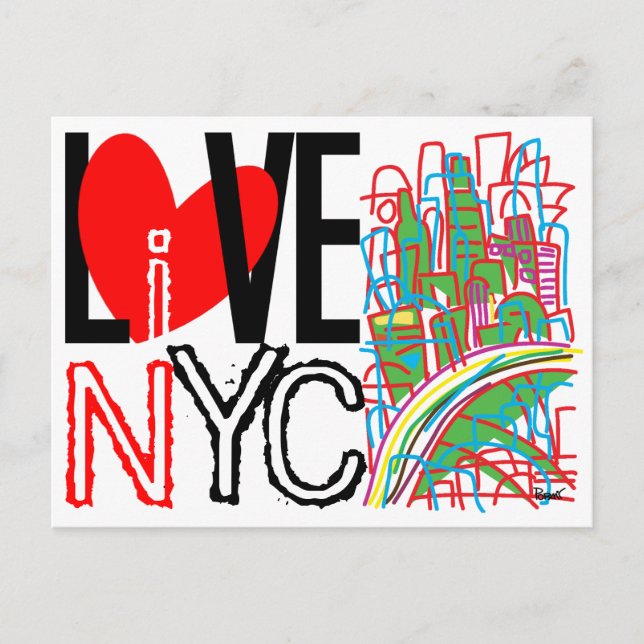 Cartão Postal Love NYC & Live in NYC Postcard (Frente)