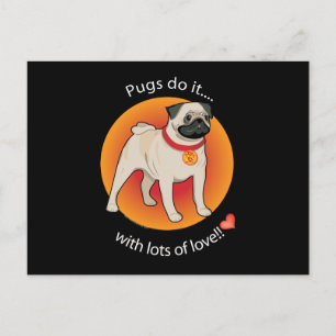 Cartão Postal Love Pug