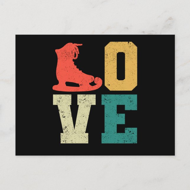 Cartão Postal Love skate team fan winter funny figure skating (Frente)