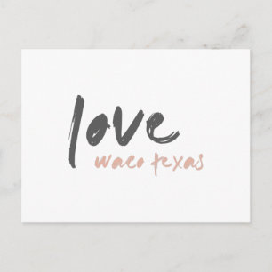 Cartão Postal Love Waco Texas Moderno EUA Viagem City Na moda
