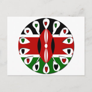 Cartão Postal Lovely Hearts Kenya: Flag Art Motif