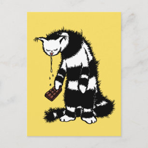 Cartão Postal Lover De Chocolate Engraçado - Gato De Gato De Gri