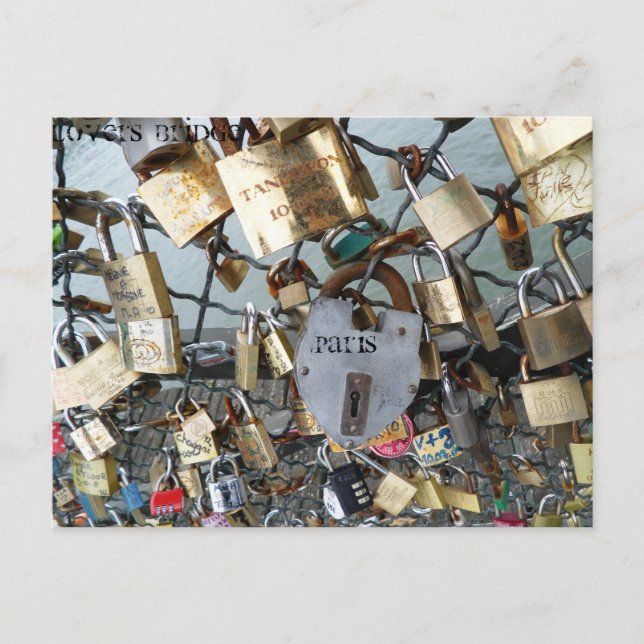 Cartão Postal Lovers Bridge Localiza Paris, Sena Monument Amor (Frente)