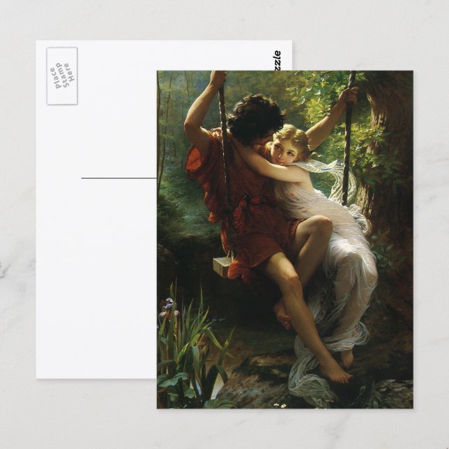 Cartão Postal Lovers on a Swing. Spring by Pierre Auguste Cot (Frente/Verso)