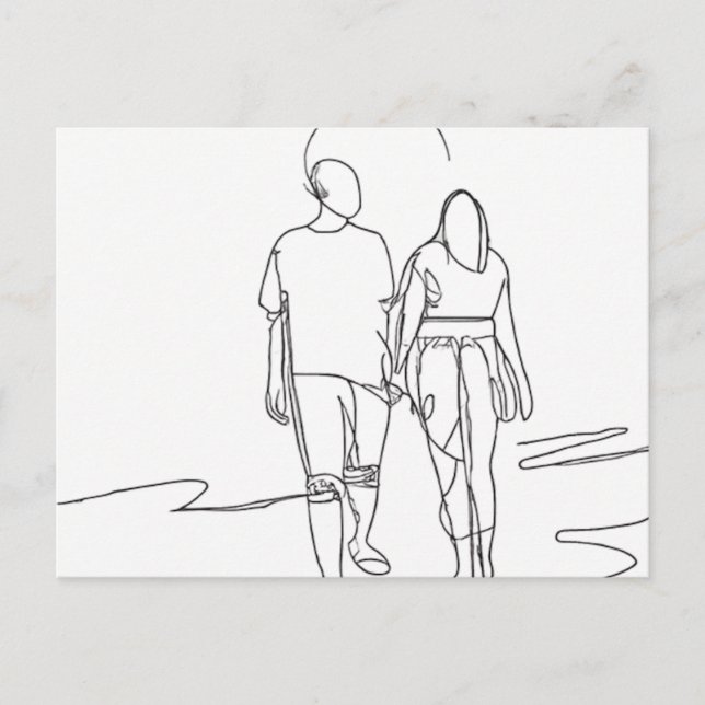 Cartão Postal Lovers on the Beach (Frente)