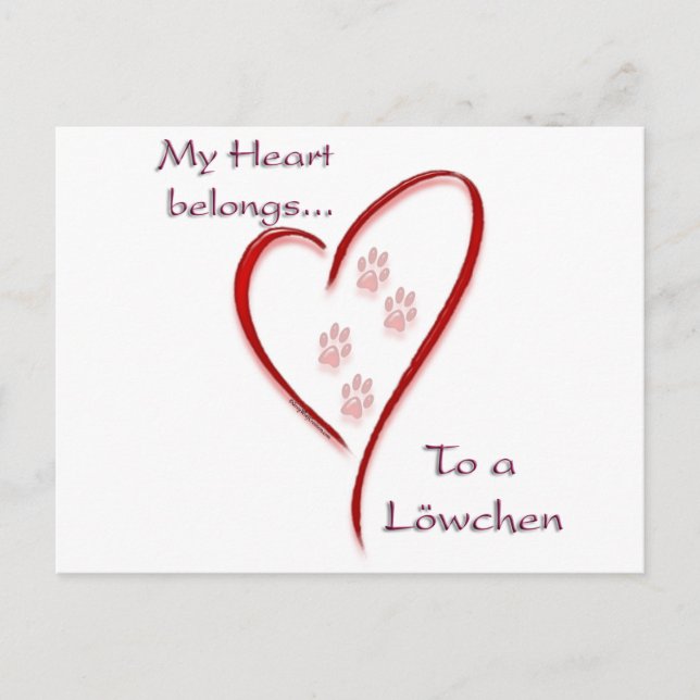 Cartão Postal Löwchen Hearts Pertence (Frente)