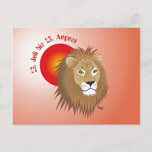 Cartão Postal Löwe Sternzeichen Postkarte (Frente)