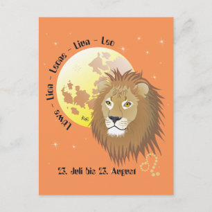 Cartão Postal Löwe Sternzeichen Postkarte
