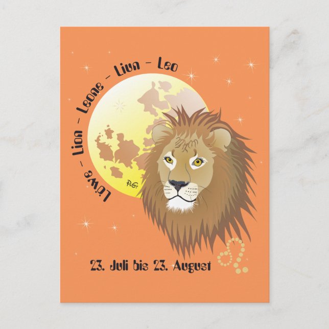 Cartão Postal Löwe Sternzeichen Postkarte (Frente)