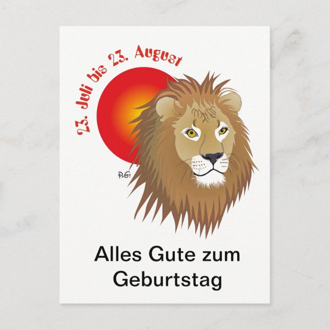 Cartão Postal Löwe Sternzeichen Postkarte (Frente)