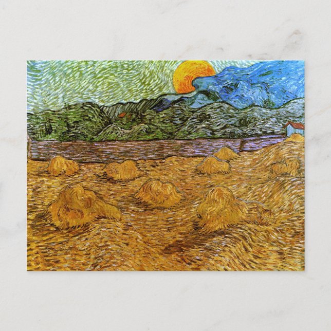 Cartão Postal Lua Ascensão Paisagista da Noite, Van Gogh Fine Ar (Frente)