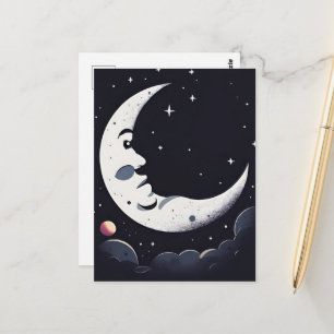 Cartão Postal Lua brilhante no céu escuro