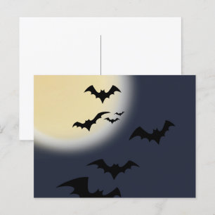 Cartão Postal Lua Cheia De Halloween Com Morcegos