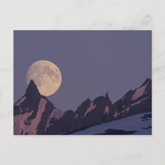 Cartão Postal Lua Cheia Nasce | Montanhas Chugach Alasca