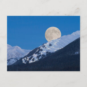 Cartão Postal Lua Cheia Sobre o Alyeska Ski Resort, Alasca