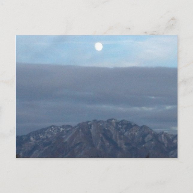 Cartão Postal Lua Cheia Sobre O Monte Olimpo Utah (Frente)