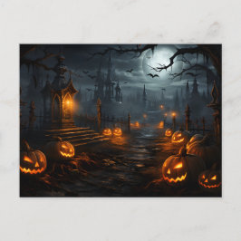Cartão Postal Lua cheio, abóboras, noite de Halloween
