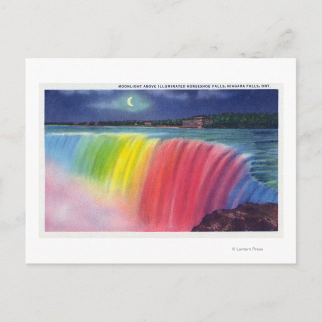 Cartão Postal Lua Crescente acima da Exibição de Cavalos Ilumina (Frente)