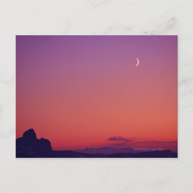 Cartão Postal Lua Crescente ao Crepúsculo (Frente)