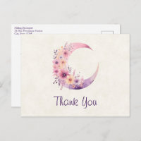 Lua Crescente Rosa com Flores Bonitas Obrigado