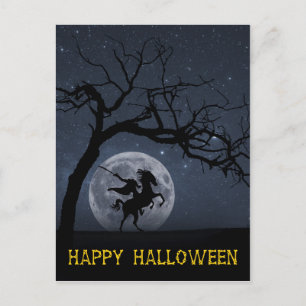 Cartão Postal Lua de Cheio de Cavaleiro Sem Cabeça Feliz Hallowe