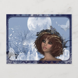 Cartão Postal Lua de inverno - Design de Mulher Fantasia