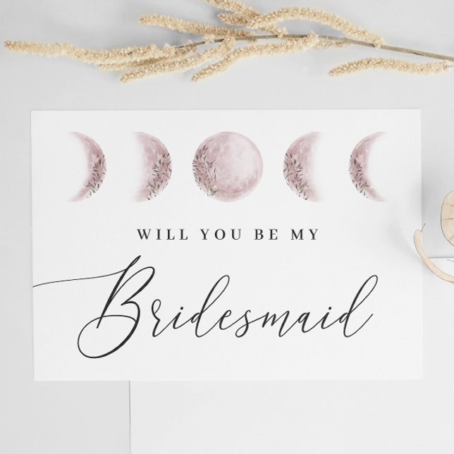 Cartão Postal Lua de pincel suave | Proposta de Bridesmaid Elega (Criador carregado)