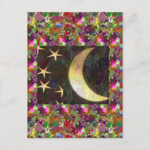 Cartão Postal Lua e Estrelas: O legante fundo noturno Starry