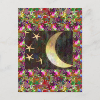 Cartão Postal Lua e Estrelas: O legante fundo noturno Starry