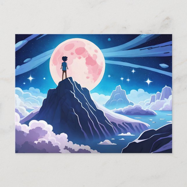 Cartão Postal Lua, Estrelas e Galáxia — A vida é apenas um sonho (Frente)