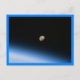 Cartão Postal Lua Gibbous de Orbit Blue Border