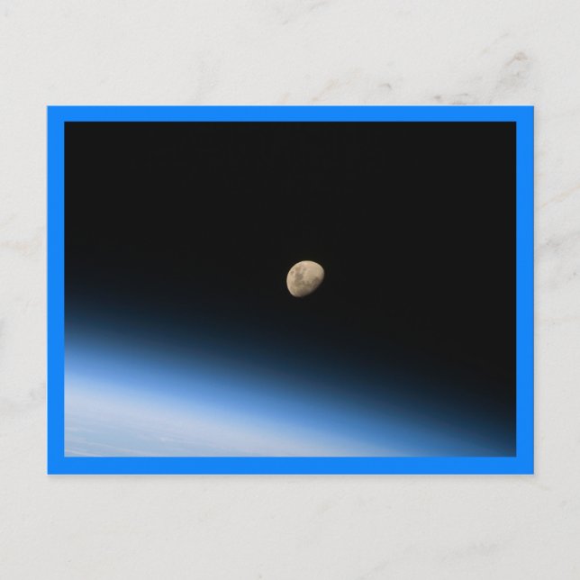 Cartão Postal Lua Gibosa da Órbita Borda Azul (Frente)