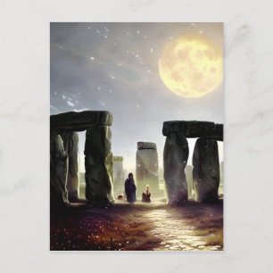 Cartão Postal Lua Sobre Arte Digital Stonehenge