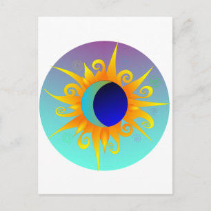 Cartão Postal Lua Solar Azul