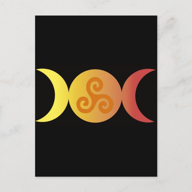 Cartão Postal lua tripla um fundo preto triskell (Frente)