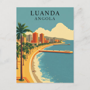 Cartão Postal Luanda, Angola Praia Viagem Vintage Arte