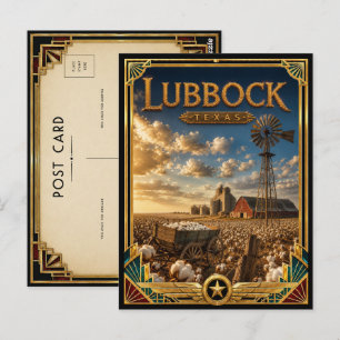 Cartão Postal Lubbock Texas Arte Deco Vintage Idade Dourada
