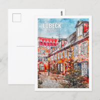 Lubeck Alemanha Famoso Local de Viagem Aquarela